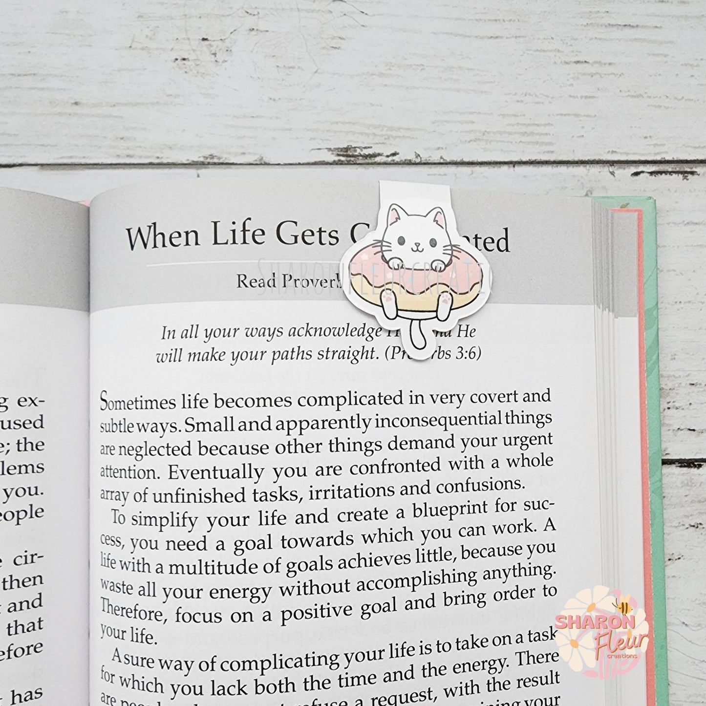 Cat in Donut Magnetic Bookmark