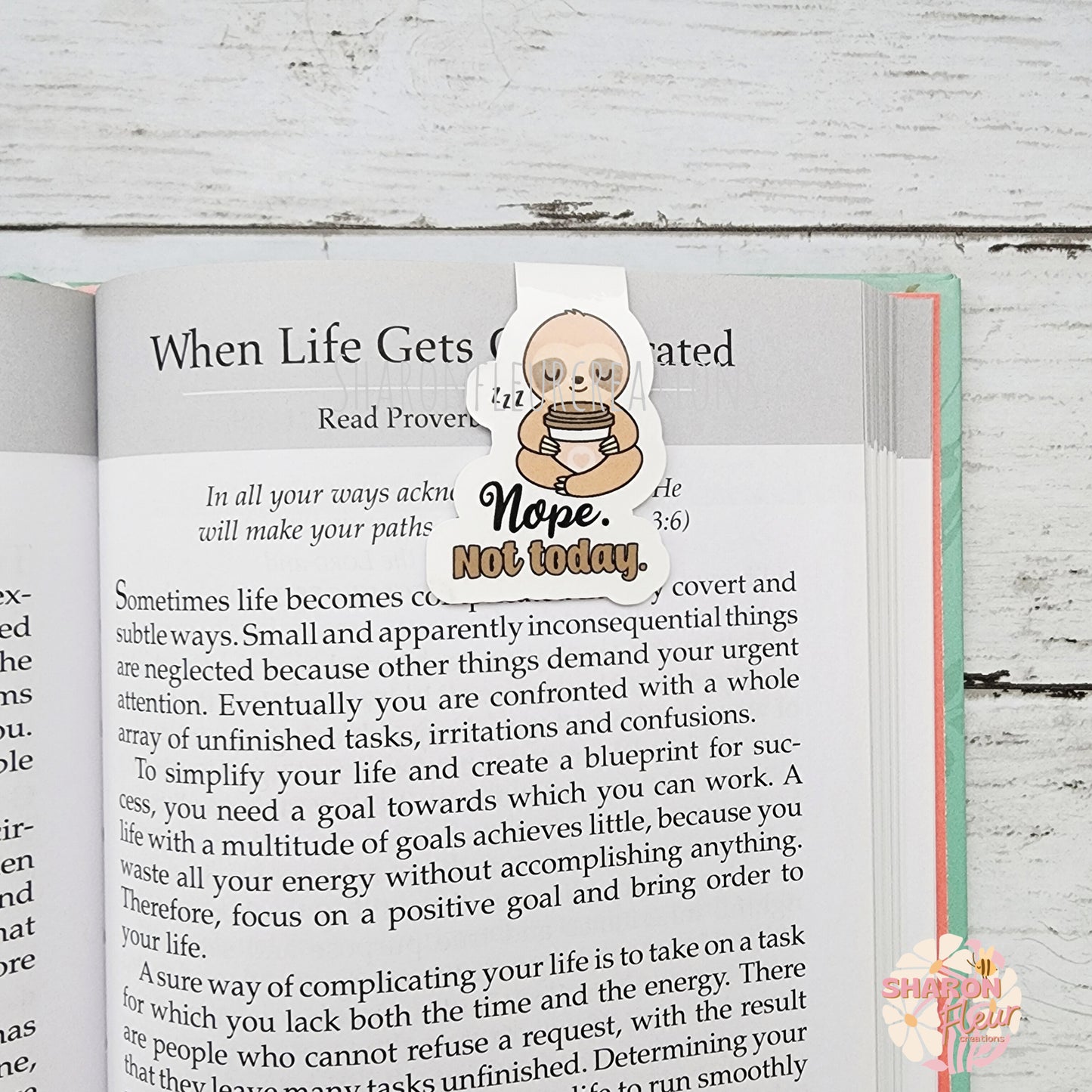 Sloth Nope Not Today Magnetic Bookmark