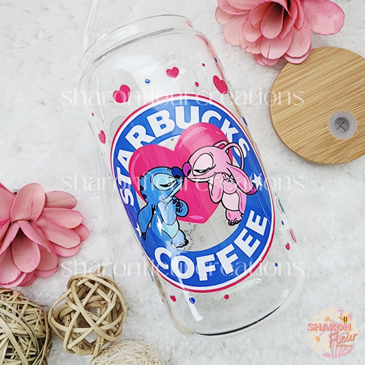 Blue Alien and Pink Alien SB Coffee Glass Cup