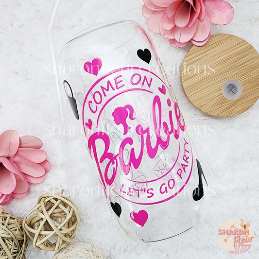 Pink Girl Doll Glass Cup
