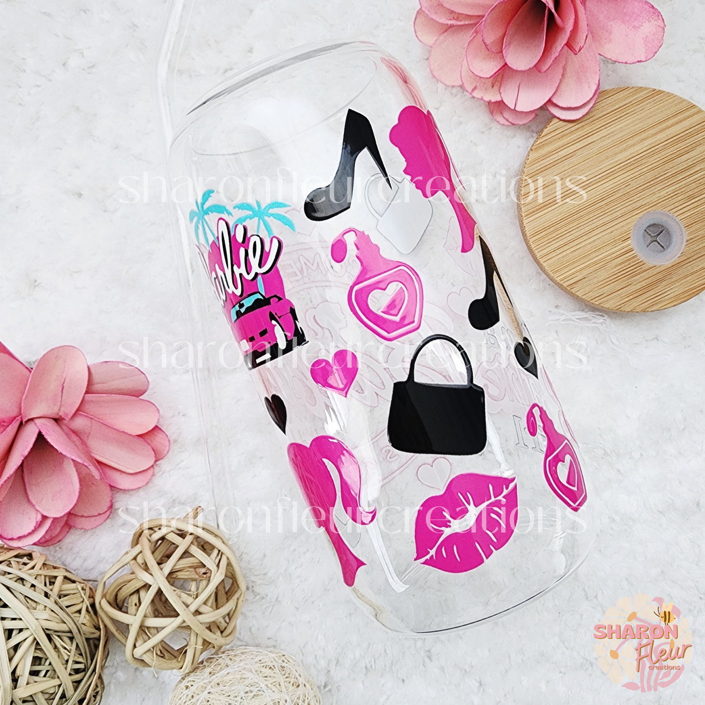 Pink Girl Doll Glass Cup