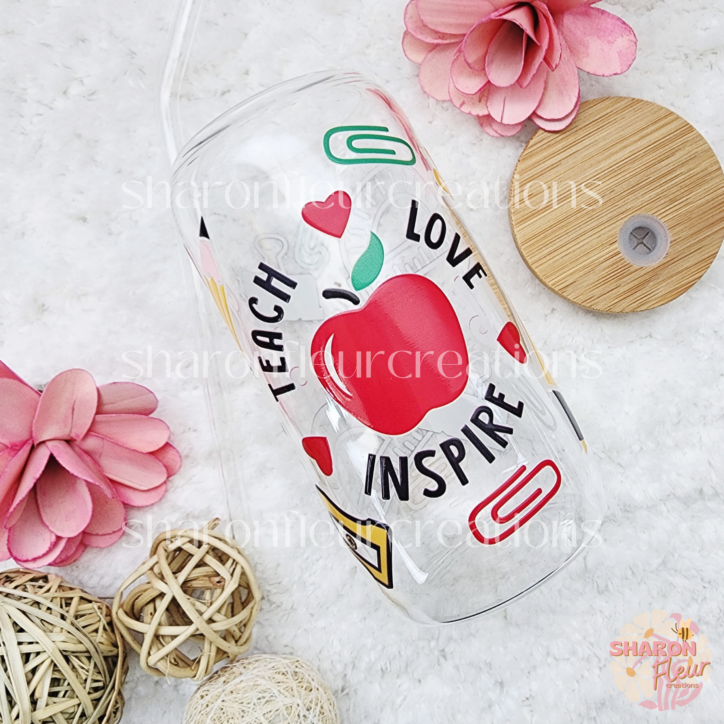 Teach Love Inspire Glass Cup