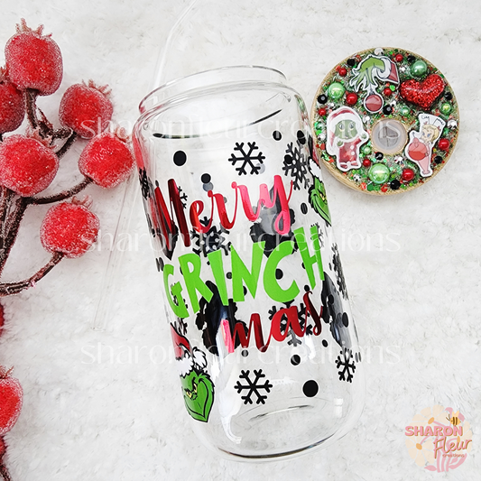 Merry Grinchmas Glass Cup