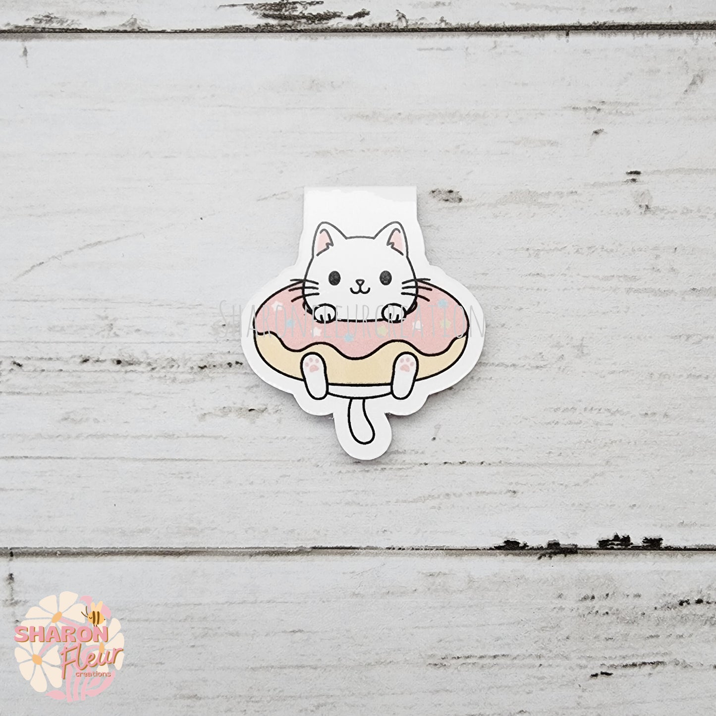 Cat in Donut Magnetic Bookmark