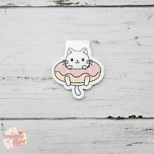 Cat in Donut Magnetic Bookmark