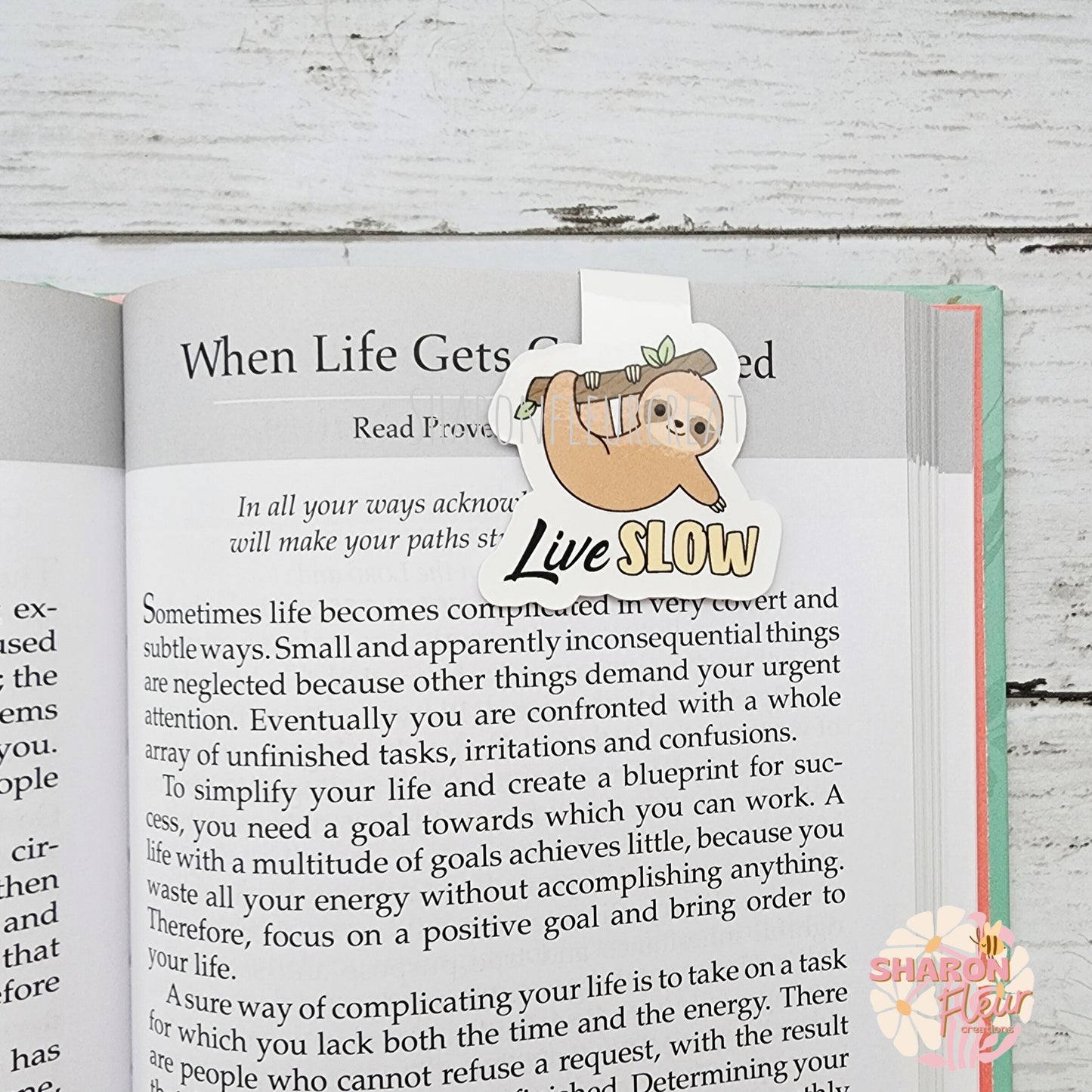 Sloth Live Slow Magnetic Bookmark